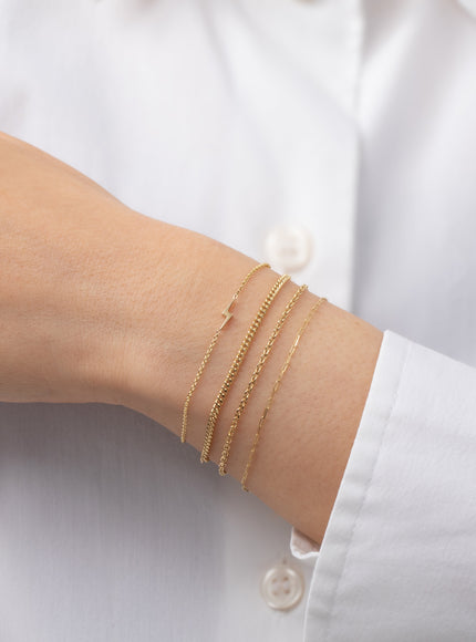 Zoe Lev 14K Gold Tiny Lightning Bolt Bracelet