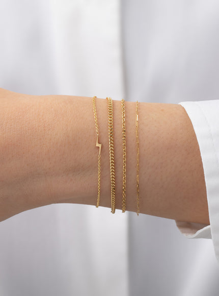 Zoe Lev 14K Gold Tiny Lightning Bolt Bracelet