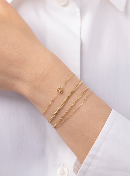 Zoe Lev 14K Gold Tiny Peace Bracelet