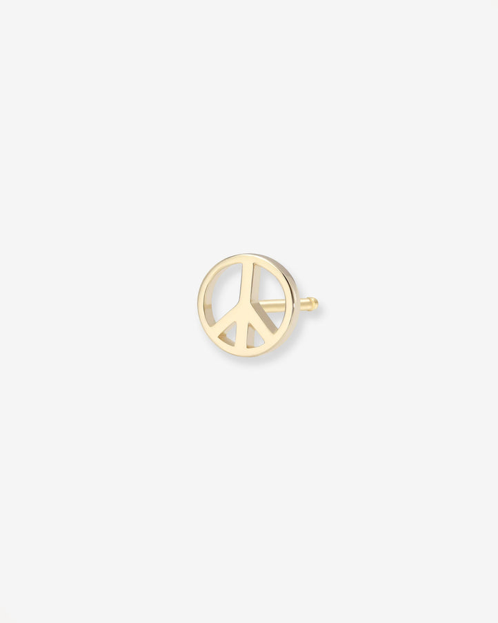 Zoe Lev 14K Gold Tiny Peace Sign Stud Earring