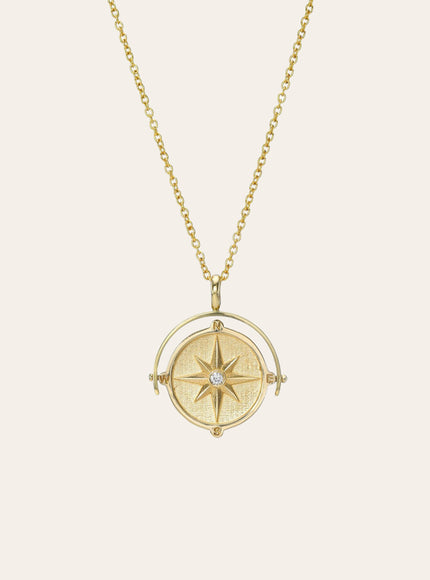 Zoe Lev Spinner Compass Medallion Necklace