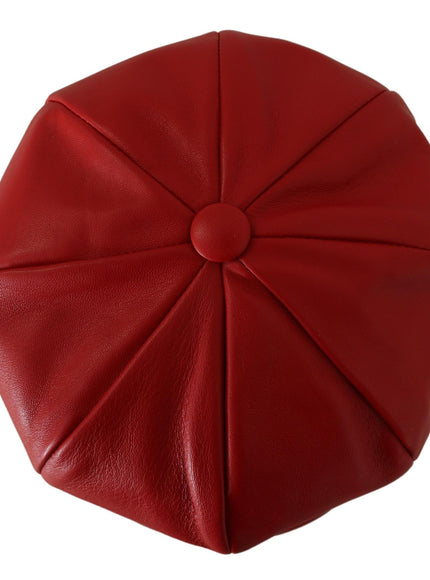 Dolce & Gabbana red leather cabbie cap top view