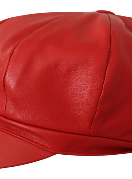 Dolce & Gabbana red leather cabbie cap side view