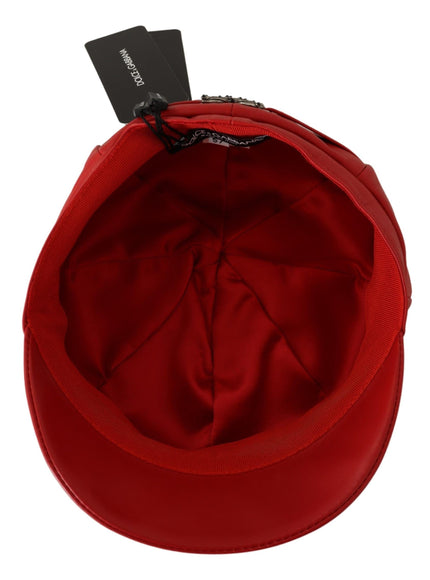 Dolce & Gabbana red leather cabbie cap interior view