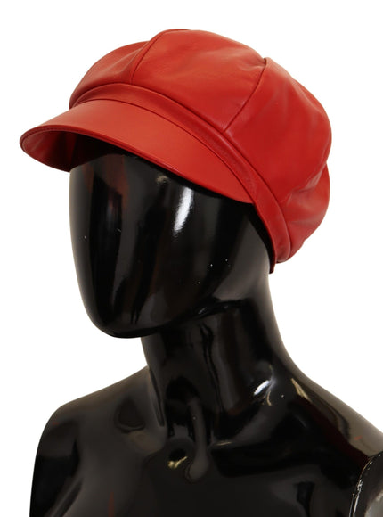 Dolce & Gabbana red leather cabbie cap side mannequin view