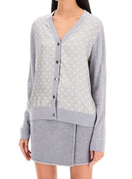 Tory Burch silk insert cardigan with eight