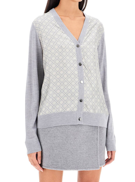 Tory Burch silk insert cardigan with eight