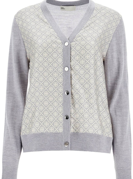 Tory Burch silk insert cardigan with eight