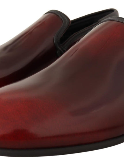 Elegant Bordeaux Leather Loafers pair angled view