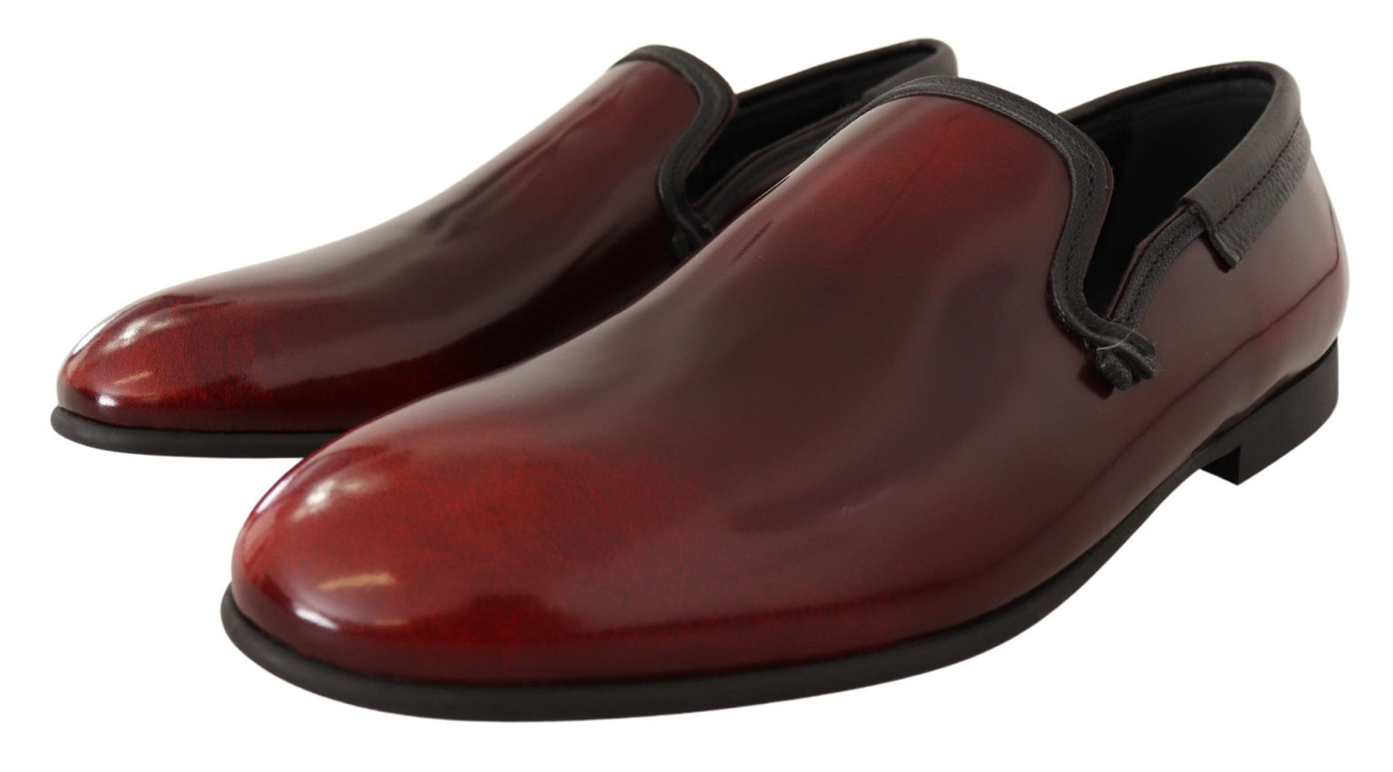 Elegant Bordeaux Leather Loafers pair angled view