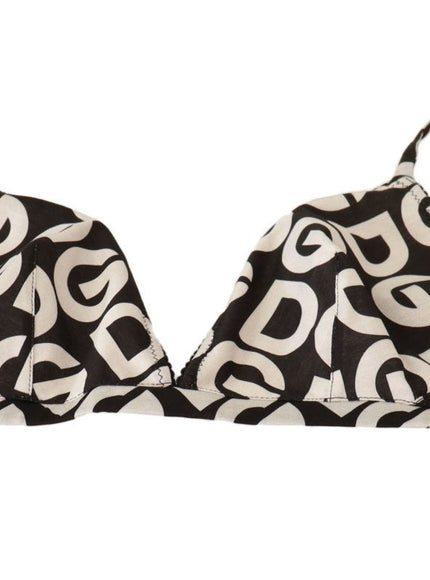 a black and white bra with a black and white pattern