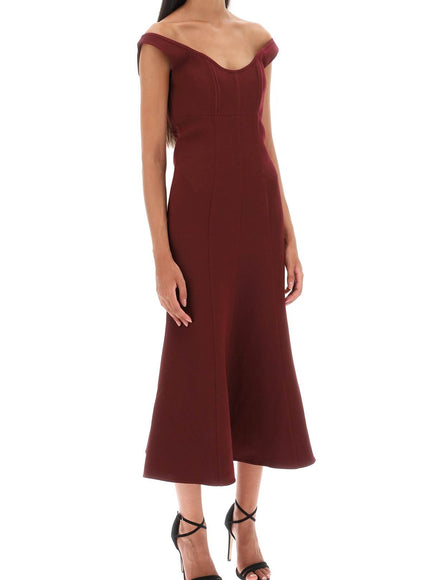 Roland Mouret Wool Silk Off-The-Shoulder Midi Dress