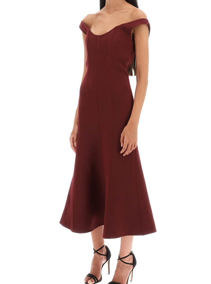 Roland Mouret Wool Silk Off-The-Shoulder Midi Dress