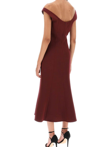 Roland Mouret Wool Silk Off-The-Shoulder Midi Dress