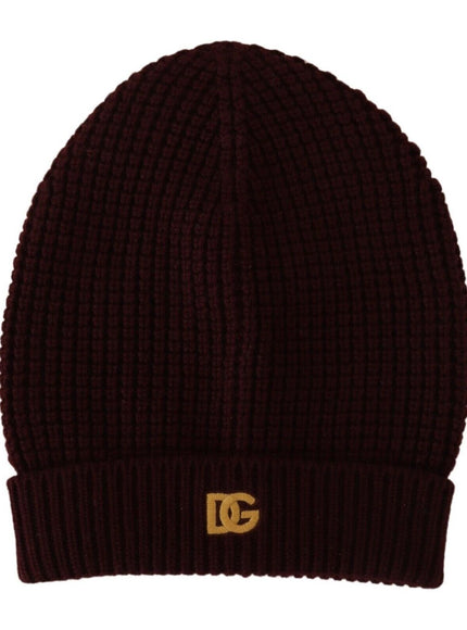 Dolce & Gabbana dark red cashmere knit beanie front view