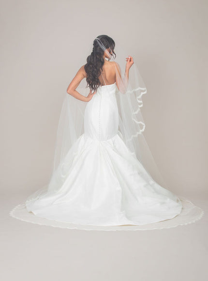 1606 Two-Tier Scallop Trimmed Cathedral Veil