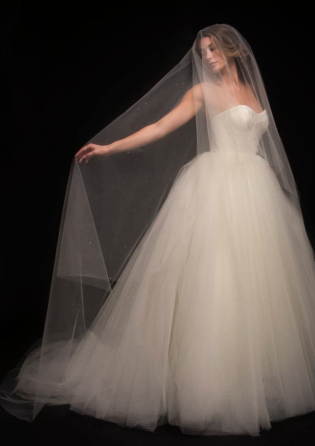 Ariel Taub 1607 Two-Tier Cathedral Scattered Crystal Veil