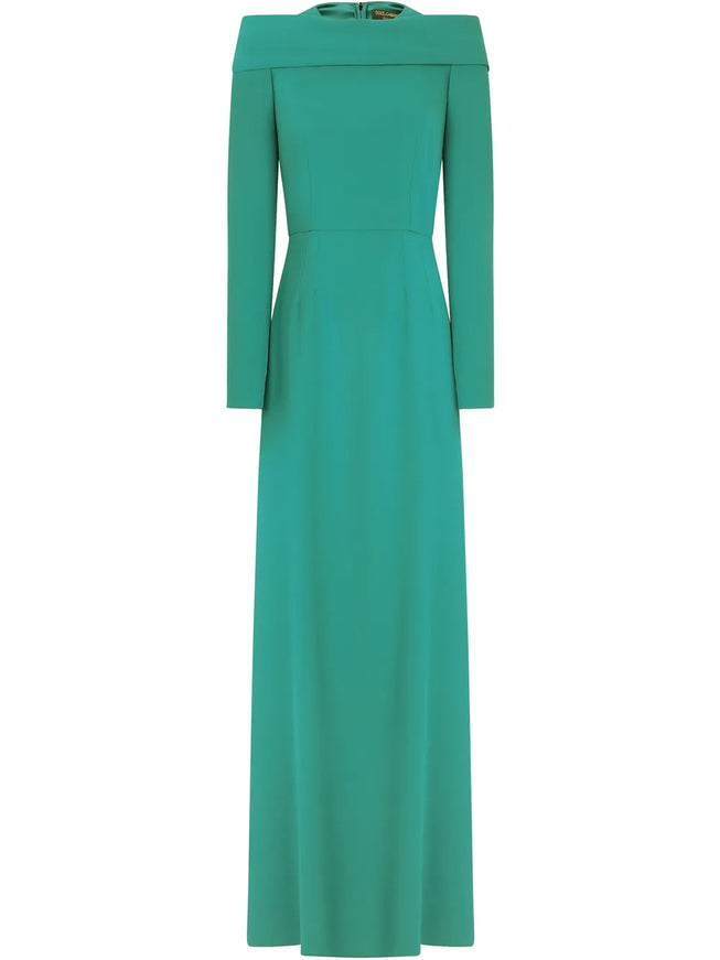 Dolce & Gabbana Long-Sleeve Floor-Length Dress In Green
