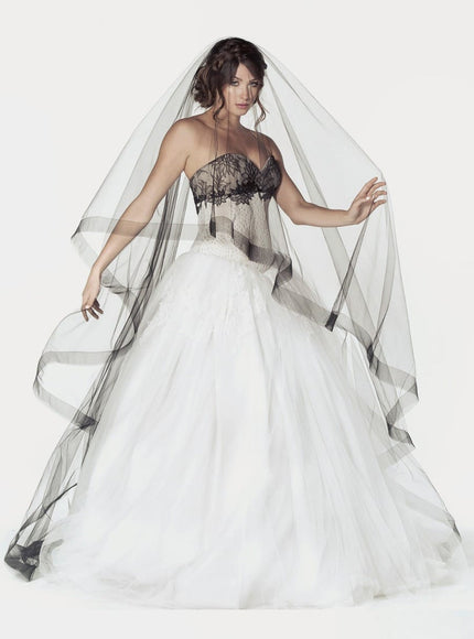 1710 Two-Tier Horsehair Cathedral Veil Black