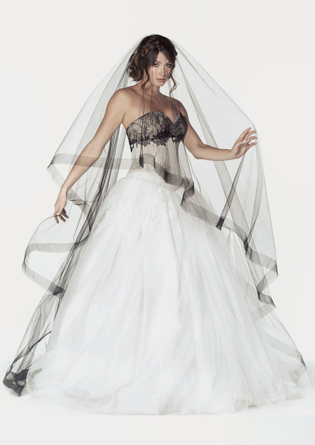 Ariel Taub 1710 Two-Tier Horsehair Cathedral Veil Black