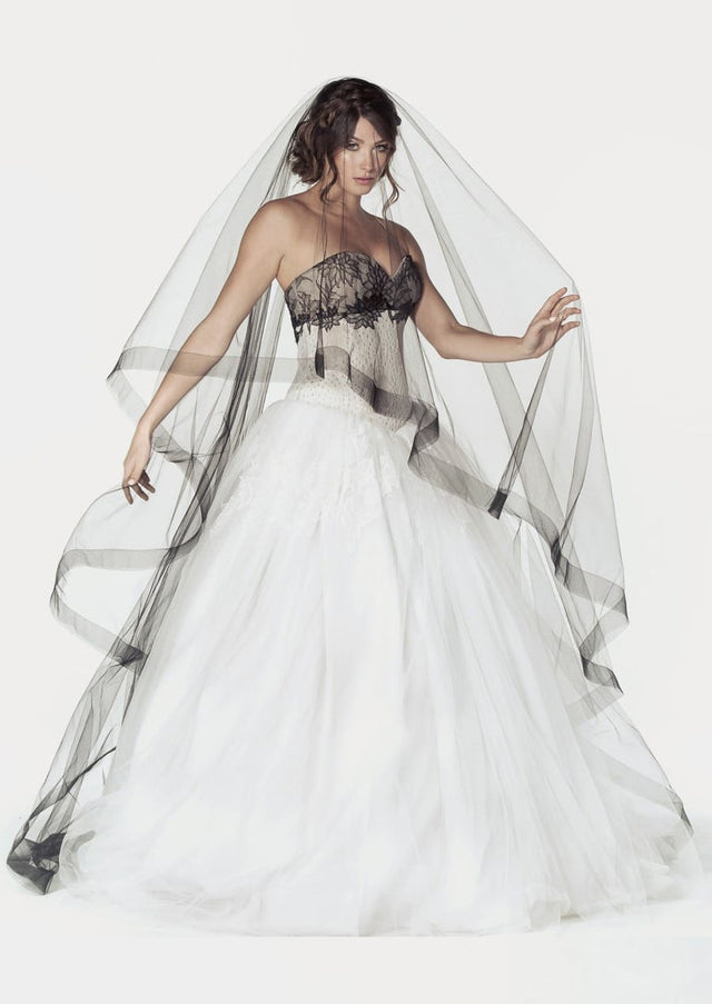 1710 Two-Tier Horsehair Cathedral Veil Black