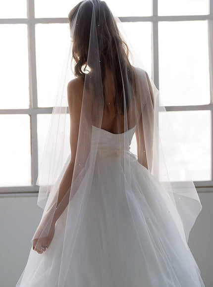 1803 Waltz-Length Angel Veil with Scattered Crystals
