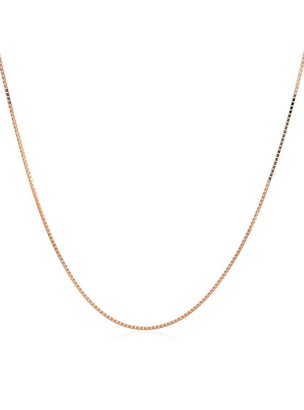 18k Rose Gold Classic Box Chain 0.6mm - Ellie Belle