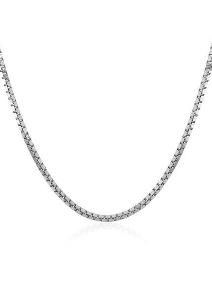 18k White Gold Classic Box Chain 1.4mm - Ellie Belle