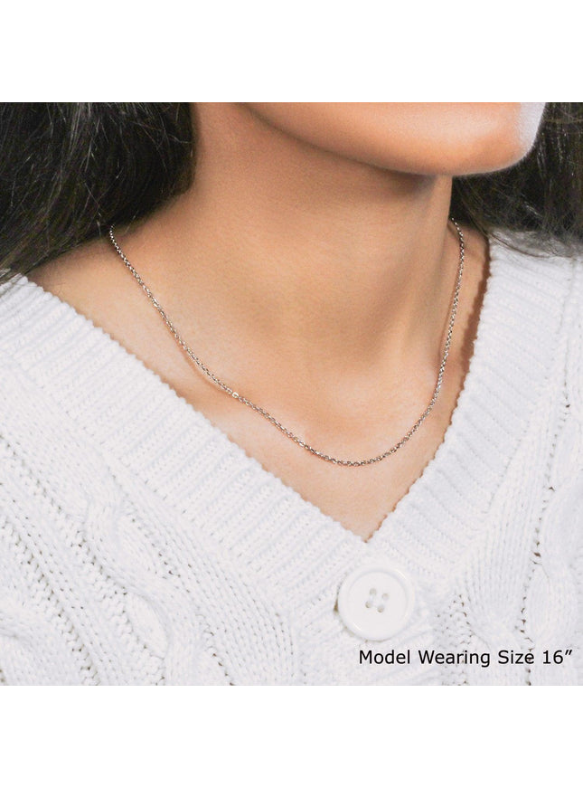 18k White Gold Diamond Cut Cable Link Chain 1.5mm - Ellie Belle