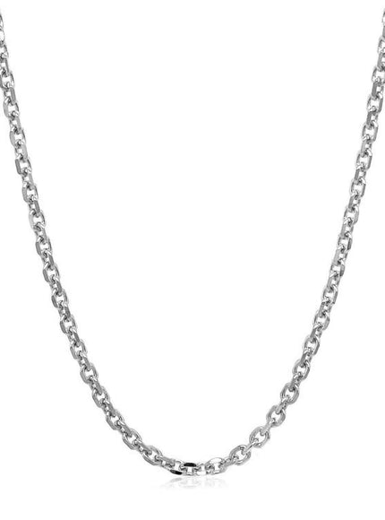 18k White Gold Diamond Cut Cable Link Chain (2.60 mm) - Ellie Belle