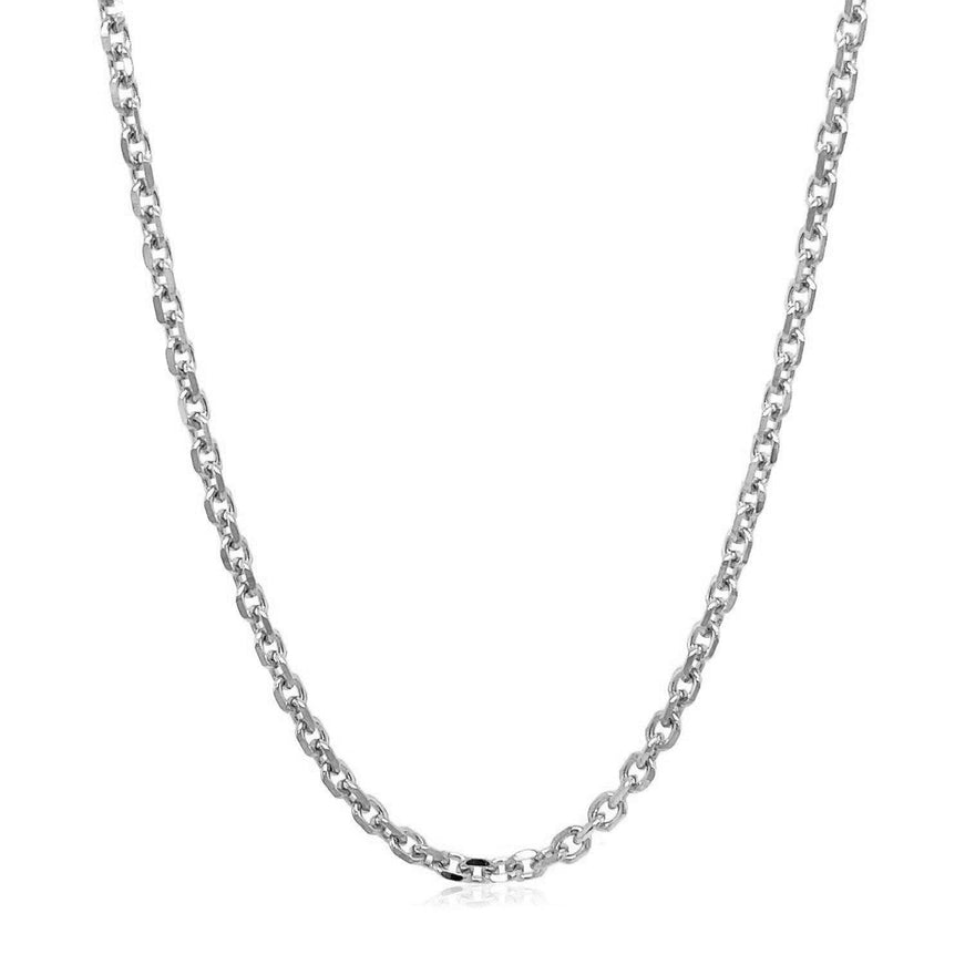 18k White Gold Diamond Cut Cable Link Chain (2.60 mm) - Ellie Belle