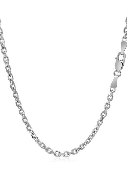 18k White Gold Diamond Cut Cable Link Chain (2.60 mm) - Ellie Belle