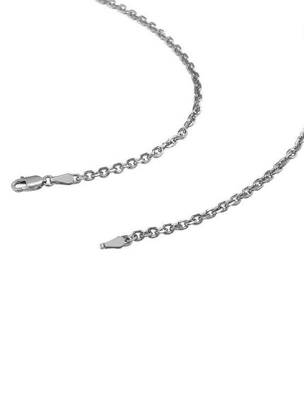 18k White Gold Diamond Cut Cable Link Chain (2.60 mm) - Ellie Belle