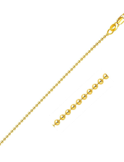 18k Yellow Gold Bead Chain 1.5mm - Ellie Belle