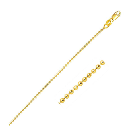 18k Yellow Gold Bead Chain 1.5mm - Ellie Belle