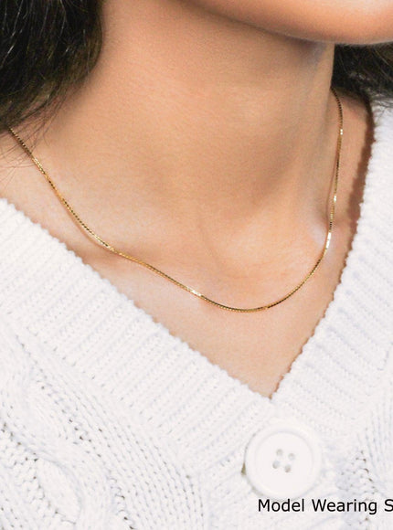 18k Yellow Gold Classic Box Chain (0.85 mm) - Ellie Belle