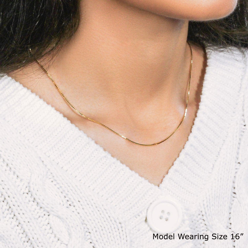 18k Yellow Gold Classic Box Chain (0.85 mm) - Ellie Belle