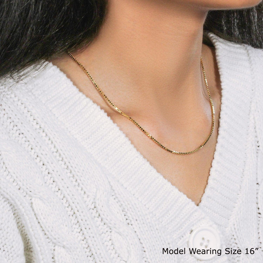 18k Yellow Gold Classic Box Chain 1.4mm - Ellie Belle