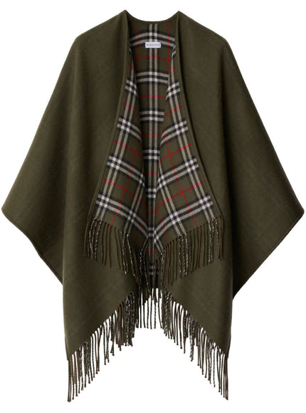 Burberry Reversible Wool Cape In Green Wool