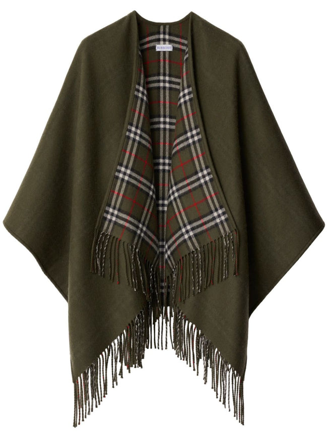 Burberry Reversible Wool Cape In Green Wool