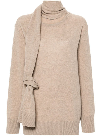 Stella McCartney Cashmere-wool Scarf Sweater In Beige