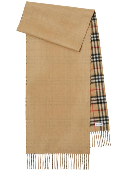 Burberry Reversible Check Cashmere Scarf In Beige