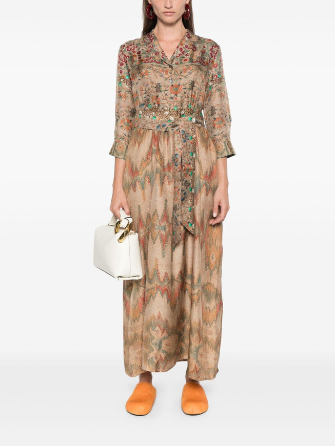 Pierre Louis Mascia Aloe Printed Silk Shirt Dress