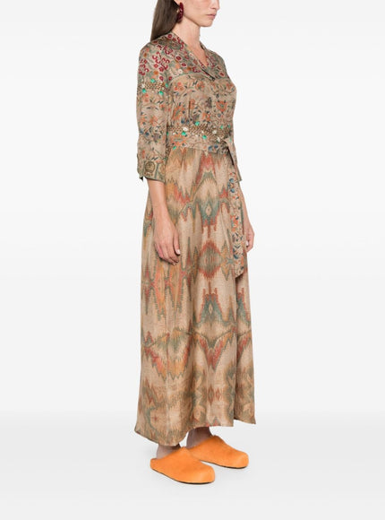 Pierre Louis Mascia Aloe Printed Silk Shirt Dress