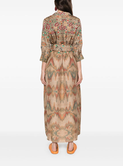 Pierre Louis Mascia Aloe Printed Silk Shirt Dress