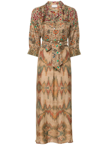 Pierre Louis Mascia Aloe Printed Silk Shirt Dress