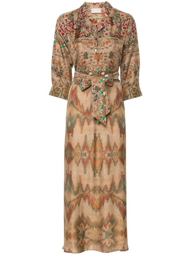 Pierre Louis Mascia Aloe Printed Silk Shirt Dress