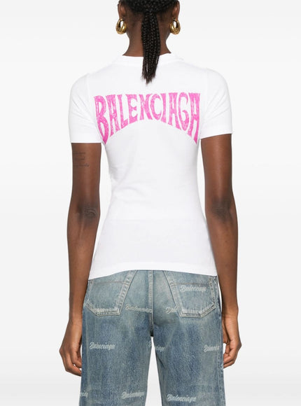 Balenciaga Paris Tropical Fitted T-Shirt In White