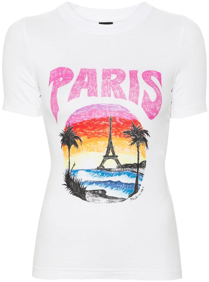 Balenciaga Paris Tropical Fitted T-Shirt In White