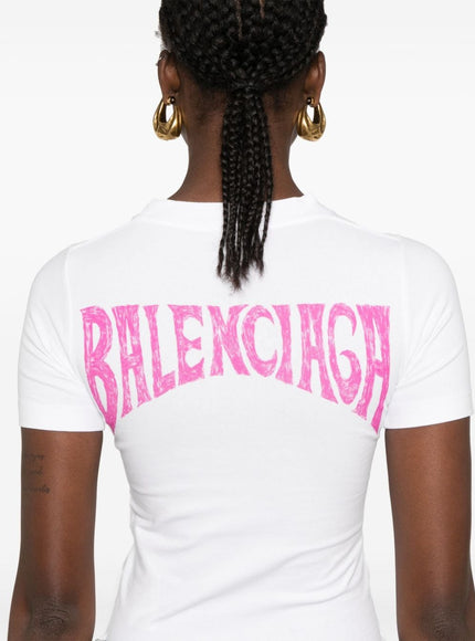 Balenciaga Paris Tropical Fitted T-Shirt In White